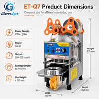Machine de scellage automatique de gobelets 90/95mm 300-500 tasses/h, scelleuse de thé Boba avec compteur numérique et capteur électronique pour les commerces de boissons