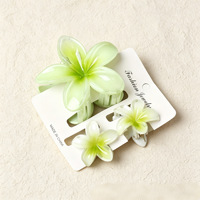 Offre Spéciale : Lot de 3 Pinces à Cheveux en Plastique Fleur d'Œuf, Tendance Hawaïenne, pour Mariage, Plage, Fleur de Plumeria, pour Femmes