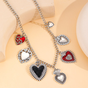 Collana con Ciondolo a Cuore Sacro Moyamiya, Catena con Charm Cristiano, Placcata in Oro 18k e Argento 925, Set Choker Unisex - Product Image 2
