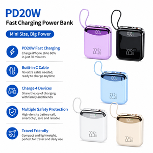 Hyto MINI 10000มิลลิแอมป์ต่อชั่วโมง USB C ชาร์จได้อย่างรวด<span class=keywords><strong>เร็ว</strong></span>พร้อมสายเคเบิล PD20W แบตเตอรี่สำรองภายนอก22.5วัตต์สำหรับ <span class=keywords><strong>iPhone</strong></span> Samsung Xiaomi - Product Image 1