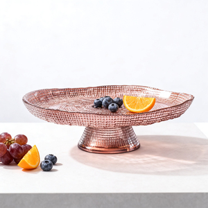 Piatto per Torta in Vetro Ecologico Fatto a Mano, 33cm, Design Moderno Personalizzabile, con Base a Griglia per Tè del Pomeriggio - Product Image 3