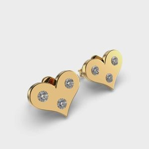 Petits clous d'oreilles en forme de cœur pour enfants | Boucles d'oreilles en moissanite pour femmes | Boucles d'oreilles minimalistes facettées plaquées or en cuivre pour femmes, 0,01-0,07 mm - Product Image 2