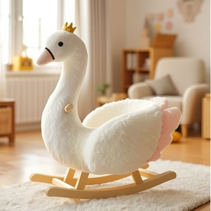 <span class=keywords><strong>2025</strong></span> derun phong cách hiện đại đi xe trên Thú nhồi bông đồ chơi động vật sang trọng thiên nga bé bouner Rocking Chair - Product Image 1