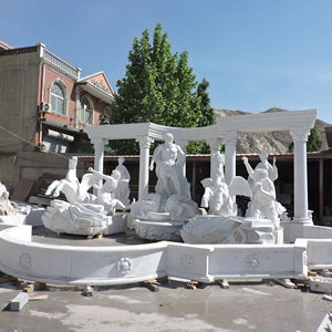 Fuente de <span class=keywords><strong>Trevi</strong></span> de mármol blanco grande personalizada diseño de estatua de piedra redonda moderna para jardín al aire libre técnica tallada a mano villas hoteles - Product Image 1