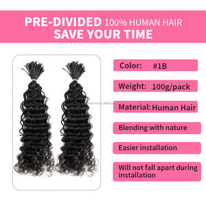 ANNA 8-18 Pouces 100g Paquets <span class=keywords><strong>de</strong></span> Cheveux Pré-Collés Vague Profonde Pré-Divisés Cheveux Humains en Vrac Tressage au Crochet Bohème pour Tresses Bohèmes et Locs - Product Image 4