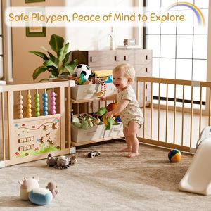 Box per Bambini Grande in Legno, Recinto Regolabile per Neonati e Bambini, Centro Attività con Cancello Bloccabile - Product Image 3