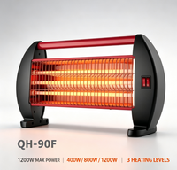 Radiateur électrique à quartz QH-90F 1200W à 3 tubes, avec interrupteur anti-basculement à 360 degrés et design anti-brûlure