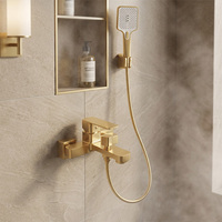 Nouvelle conception Robinet de douche double usage en laiton doré brossé pour salle de bain, mitigeur de douche et de baignoire