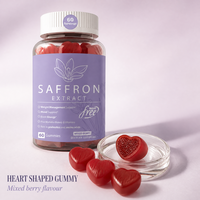 Gummies au Safran Marque Blanche, Faible MOQ, Formule Prébiotiques et Acides Aminés, 60 Unités