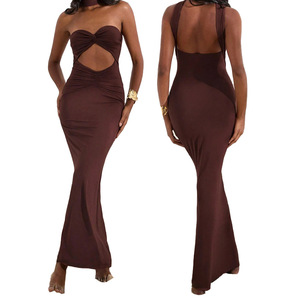 Abito Lungo Sexy a Tubino con Cut-Out Frontale in Offerta Speciale per Feste di Compleanno e Serate in Discoteca con Schiena Scoperta e Coda a Sirena - Product Image 1