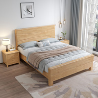 Meubles de chambre à coucher de style chinois personnalisés, lit double simple de taille king, design pour adultes, lit en bois massif, lits en bois