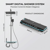 Cabezal de Ducha Profesional de Aleación de Aluminio Cepillado con LED, Monomando, Cerámico, Efecto Cascada Suave, para Hotel, Villa, Baño, Fábrica