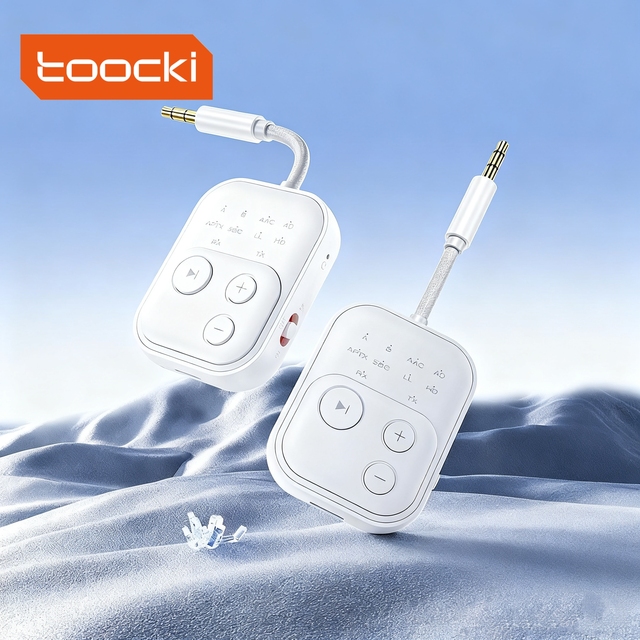 Toocki Newest Versatile Audio Adapter Wireless 5.2 Low-Latency APTX Support Dual-Device Connection 10-Meter Range for Commute