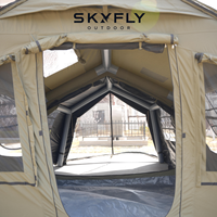 Tente gonflable Oxford imperméable à colonnes d'air 8+8, 8 personnes, 2 chambres (1 chambre et 1 séjour) avec porte en maille, pour camping en groupe