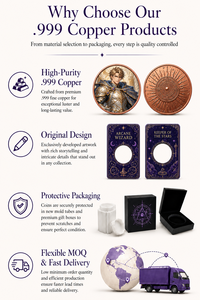 Moneta Commemorativa Personalizzata 1OZ .999 in Rame Puro Cavaliere Celeste Rilievo 3D Fantasy da Collezione - Product Image 3
