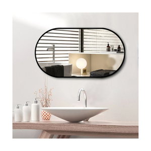 Nouveau produit tendance miroir mural encadré 36 "x 18" ovale noir vanité miroir mural crochets préréglés Design miroir de salle de bain cosmétique - Product Image 1