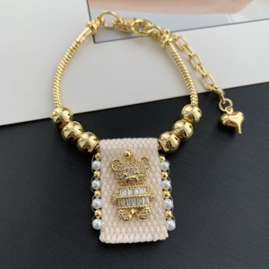 <span class=keywords><strong>Bracciale</strong></span> regolabile TK-B296 <span class=keywords><strong>con</strong></span> ciondolo a forma di orsetto in zirconi e <span class=keywords><strong>volpe</strong></span> smaltata, placcato oro, <span class=keywords><strong>con</strong></span> perline e scapolare in tessuto - Product Image 4