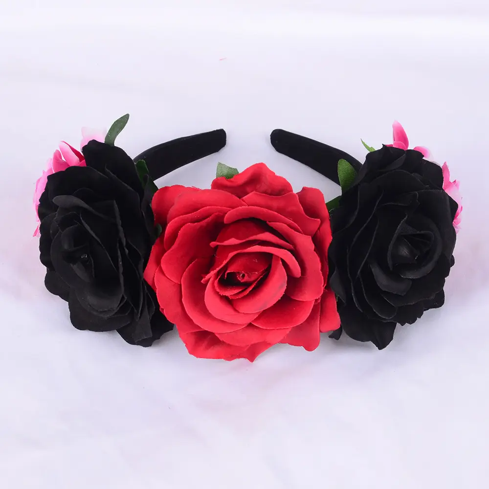 New Design Headwear Rose Crown Hair Bands Mexican Headband Birthday Party Decorations Wedding Bridal Headdress