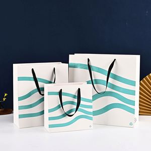 Factory Price Wholesale Customized White Print Coated Paper <b>Gift</b> Package <b>Bag</b> Shopping for Business Cosmetic Package - Product Image 2