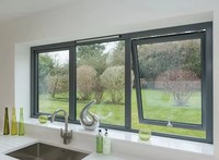 Ventana Abatible de Aluminio con Vidrio Esmerilado Resistente a la Humedad para Baño, Fácil Mantenimiento, Resistente a la Corrosión