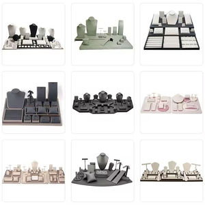 Support de présentation de bijoux en cuir bleu haut de gamme sur mesure, support pour colliers, adapté aux vitrines de bijouterie - Product Image 4