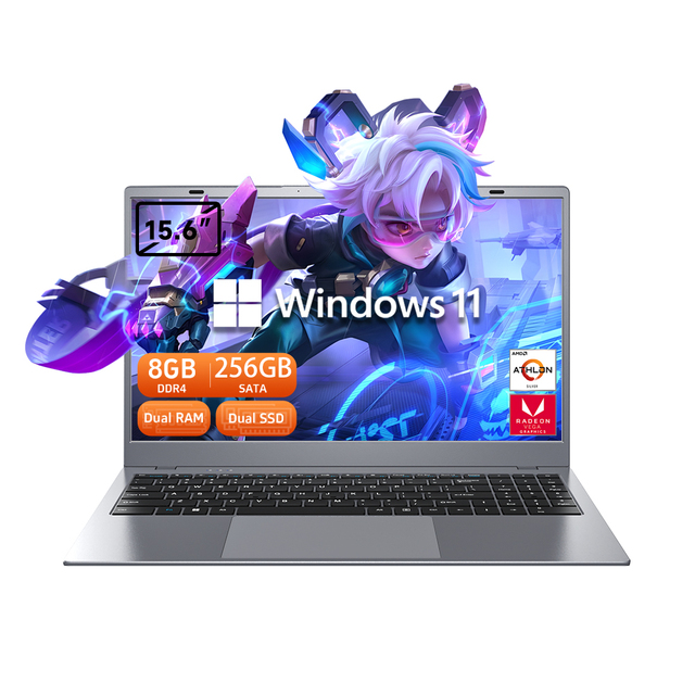 15.6 Inch New Business Laptop AMD 8GB RAM 256GB SSD Windows 11 Pro Laptops Brand New WIFI6 BT5 1920*1080 IPS 7.6V 5000MAH