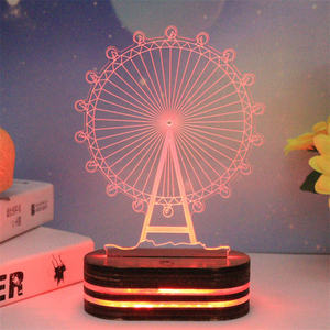 Lampe LED 3D en acrylique en forme d'<span class=keywords><strong>ours</strong></span> et de cœur, design personnalisé, veilleuse pour bébé, éclairage de sommeil - Product Image 2