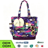 Sac de plage à imprimé motif, grande capacité, multi-poches, sac à main pour femmes, voyage d'été, piscine, shopping, OEM ODM