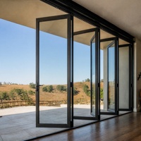 Porte pliante en verre de style moderne, très vendue, en alliage d'aluminium, double vitrage, isolation thermique, couleur personnalisée, pour entrée de villa ou hôtel