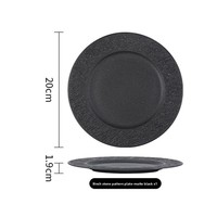 Assiette en céramique élégante de style européen à large bord, texture pierre artistique, vente en gros pour la maison et la restauration
