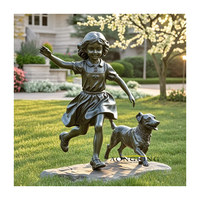 Escultura de bronce de tamaño real para niña con pájaro, estatua de bronce para niños para decoración de parque, esculturas de fundición de Metal para niños personalizadas