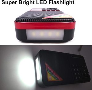 <span class=keywords><strong>Radio</strong></span> <span class=keywords><strong>FM</strong></span> Inalámbrica Portátil Recargable con Linterna, Pantalla LED, Mini Reproductor MP3, Ranura TF/USB, <span class=keywords><strong>Radio</strong></span> de Emergencia para Personas Mayores - Product Image 6