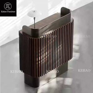 Bàn tiếp tân thiết kế hiện đại quầy lễ tân màu đen và vàng bàn trợ giúp cao cấp nhỏ salon tóc đen bàn tiếp tân công ty - Product Image 1