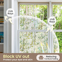 JoyShine Moderne PVC Statische Fensterfolie 3D Buntglas Sichtschutzfolie für Badezimmer und Bürodekoration