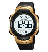Reloj skmei hombre 2 mal lcd Digitaluhr 50m wasserdichte Herren uhr gegen Wasser für Herren Sport band mit Alarm funktion