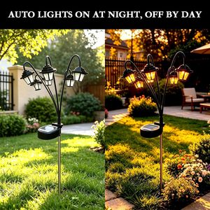 Luces Solares Decorativas WISEgham con 6 Cabezas Oscilantes, Paquete de 2, LED Blanco Cálido, Resistentes al Agua, para Jardín Exterior - Product Image 3