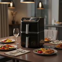 Nouvelle Friteuse à Air Chaud Sans Huile à Double Panier avec Contrôle Numérique Intelligent, Grande Capacité, Insert Métallique 12L, Électrique Multifonction