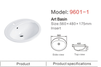Lavabo Semi-encastré en céramique blanche sous les éviers de salle de bain, lavabo d'art de conception ovale Offre Spéciale