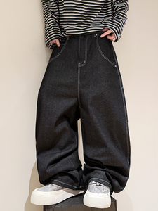 <span class=keywords><strong>Jeans</strong></span> <span class=keywords><strong>Larghi</strong></span> da Uomo Personalizzati Stile Hip-Hop High Street, Pantaloni <span class=keywords><strong>Lunghi</strong></span> a Vita Alta con Grandi Tasche - Product Image 4