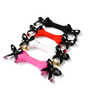 Jouet sexuel BDSM, bâillon buccal en silicone avec nœud papillon, pinces à tétons, ensemble de bondage réglable avec chaîne pour couples - Product Image 5