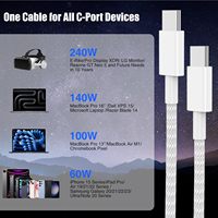 Câble USB C vers USB C 240W, charge rapide PD, type C vers type C, câble de charge tressé pour téléphone, tablette, ordinateur portable, 1M 2M