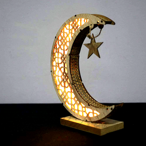 زينة على شكل هلال، حرف يدوية عربية إسلامية، ديكورات ريفية، زخرفة خشبية على شكل هلال للمهرجانات، صديقة للبيئة - Product Image 5