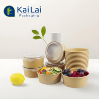 Bols en kraft biodégradables, impression personnalisée, bols à riz jetables pour l'emballage de la restauration rapide, bols en papier kraft