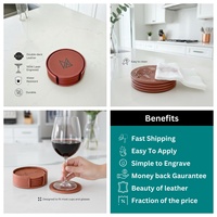 Sous-verres en cuir PU personnalisables avec logo imprimé, sous-verres en cuir gravables au laser pour mariage avec support inclus