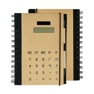 Creative Kraft Spiral Notebook With Solar Calculator and Sticky Notes and Elastic Band Notebook and Planners