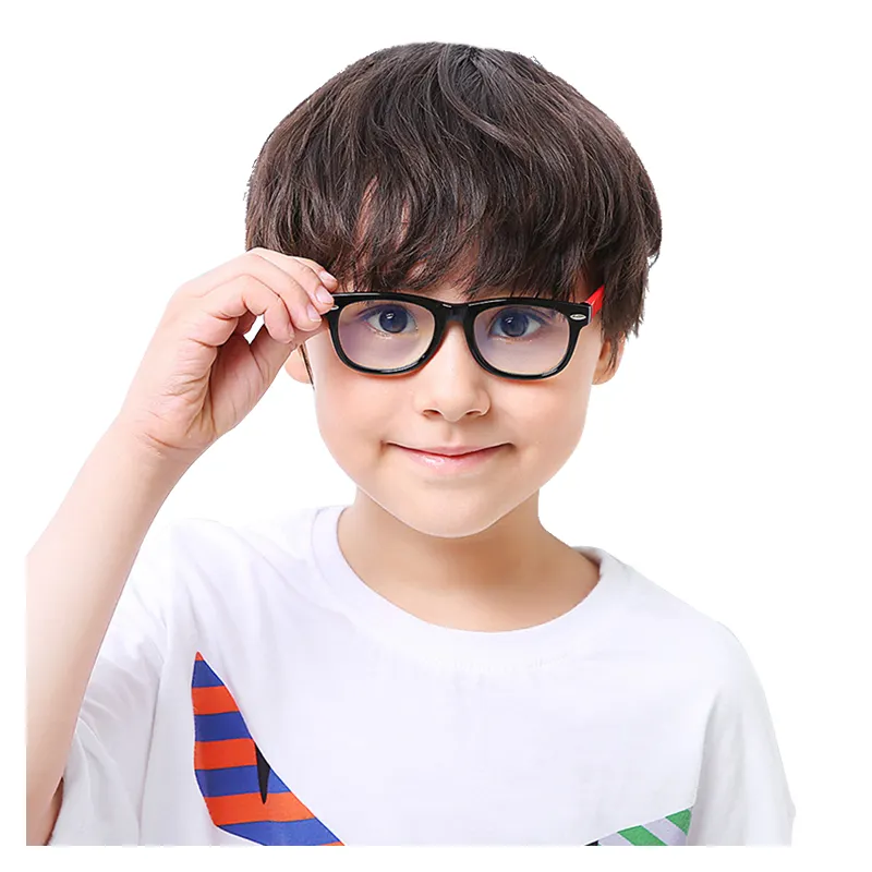 Gafas de bloqueo con luz azul para niños, lentes rectangulares de silicona antiradiación para teléfono, ordenador, vídeo