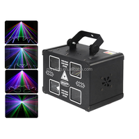Projecteur laser 4 têtes avec LED rouges/jaunes, contrôle DMX512/sonore, indice de protection IP33, idéal pour les discothèques et les boîtes de nuit