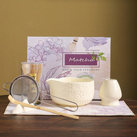 Ensemble de matcha en céramique coloré, bol chawan, fouet en bambou, support pour fouet, cuillère à thé, boîte cadeau, kit de cérémonie du thé