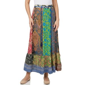 Jupe indienne en coton colorée style hippie pour femme, patchwork bohème élastique, idéale pour la maternité - Vente en gros - Product Image 1