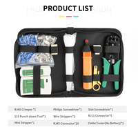 Kit de réparation réseau Handskit RJ45 RJ11 RJ12 avec pince à sertir, dénudeur de fils, connecteurs, testeur de câbles et pince à ressort